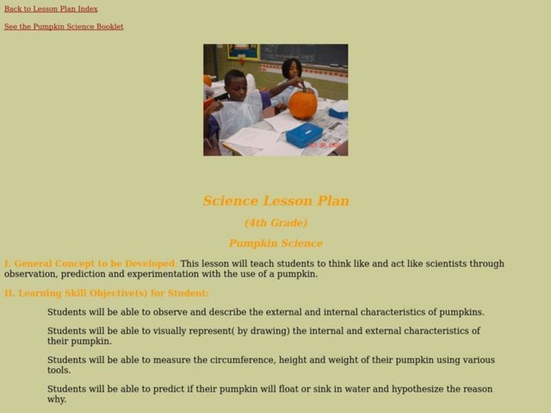 Pumpkin Science Lesson Plan