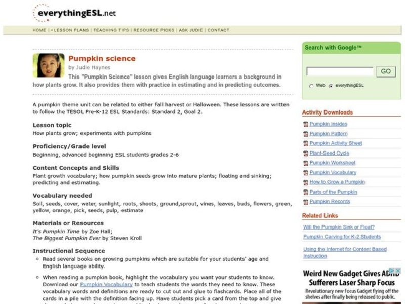 Pumpkin Science Lesson Plan