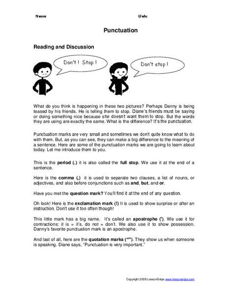 Punctuation Worksheet
