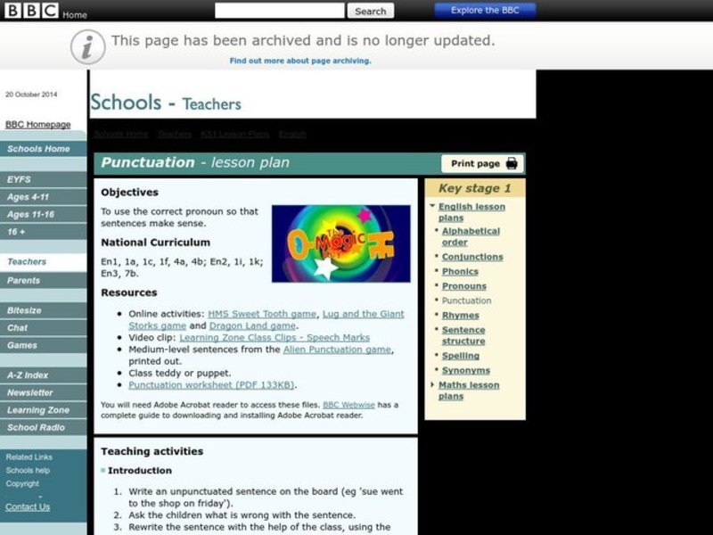 Punctuation Lesson Plan