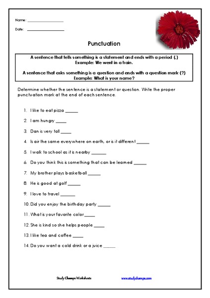 Punctuation Worksheet