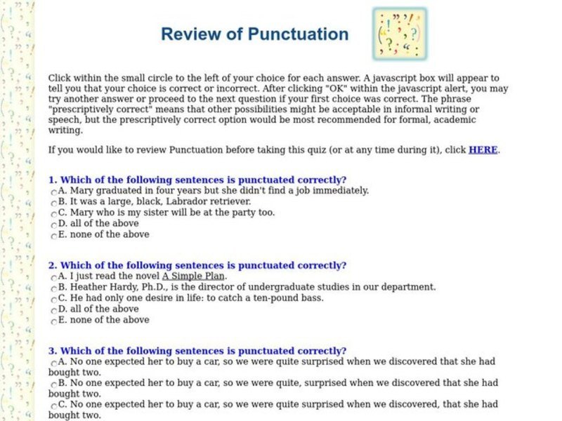 Punctuation Review Interactive