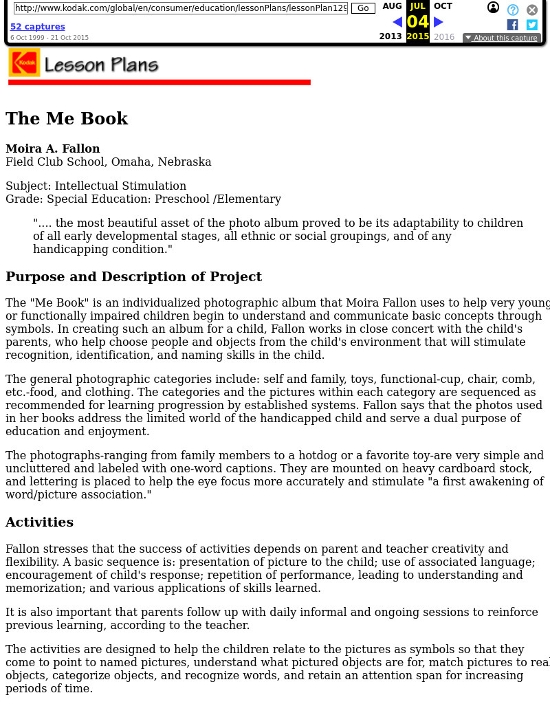 The Me Book Lesson Plan