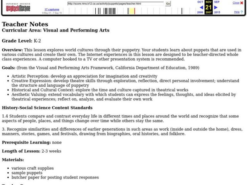 PUPPETRY Lesson Plan