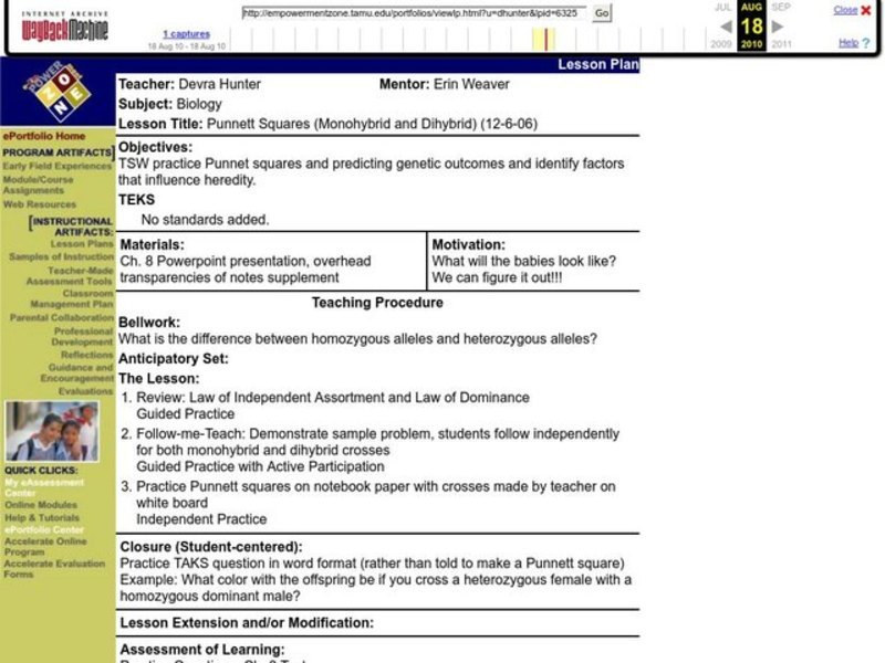 Punnett Squares Lesson Plan