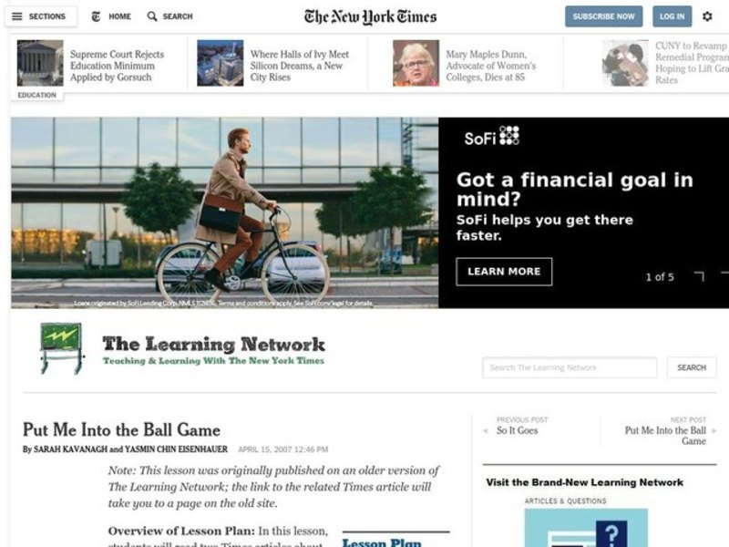 Put Me Into the Ball Game Lesson Plan