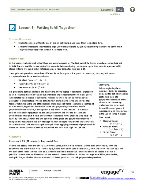 Putting It All Together Lesson Plan