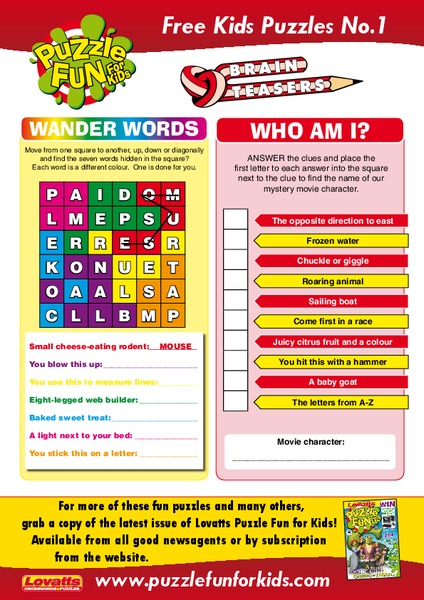 Puzzle Fun for Kids Worksheet