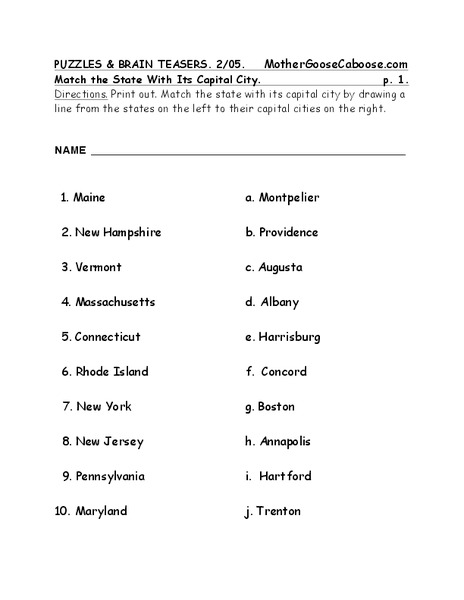 Puzzles and Brain Teasers Worksheet