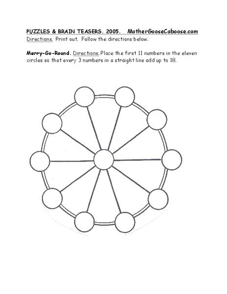 Puzzles and Brain Teasers Worksheet
