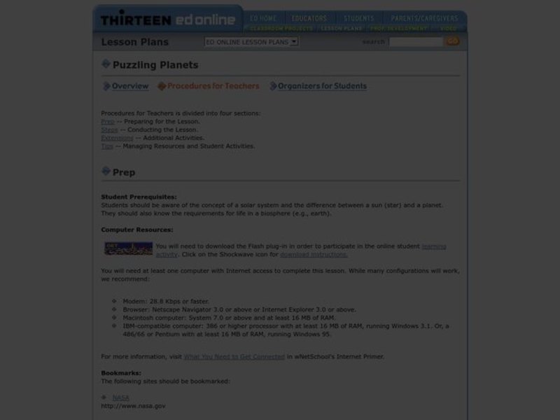 Puzzling Planets Lesson Plan