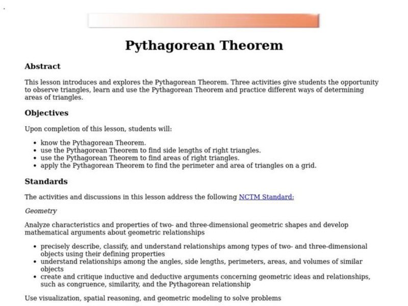 Pythagorean Theorem Lesson Plan