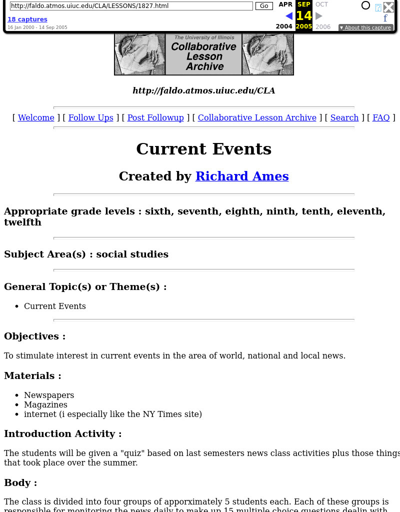 Current Events Lesson Plan