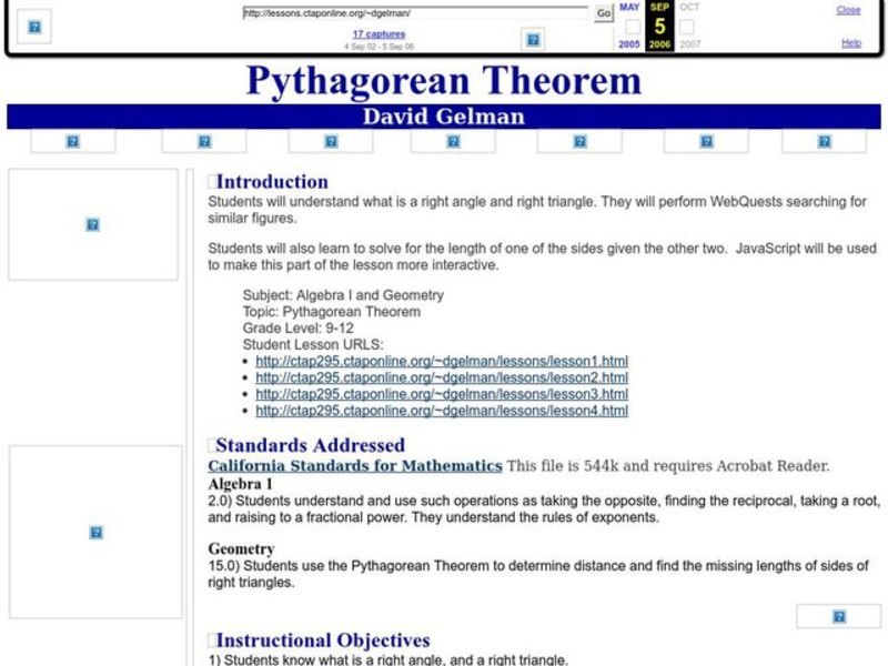 Pythagorean Theorem Lesson Plan