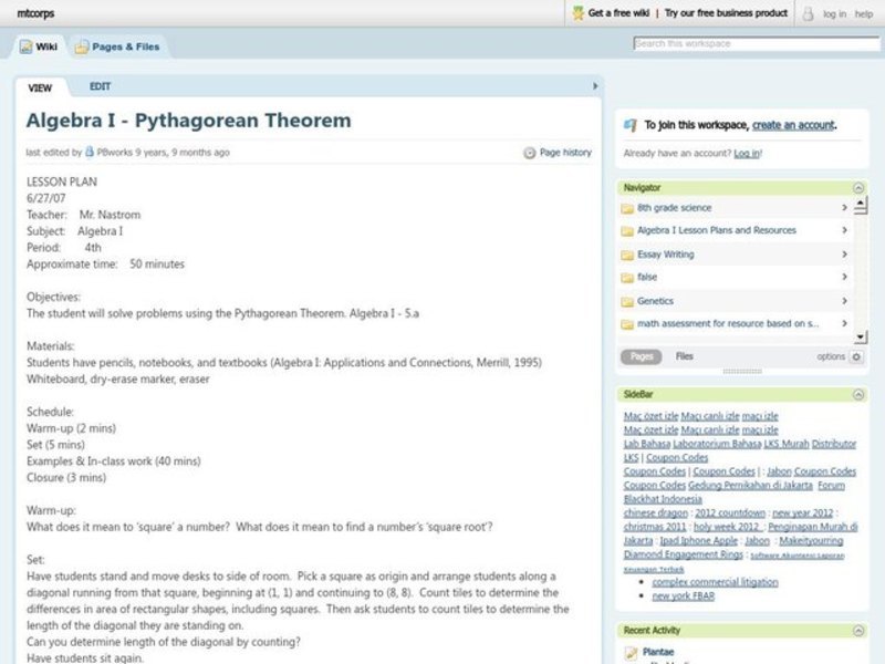 Pythagorean Theorem Lesson Plan