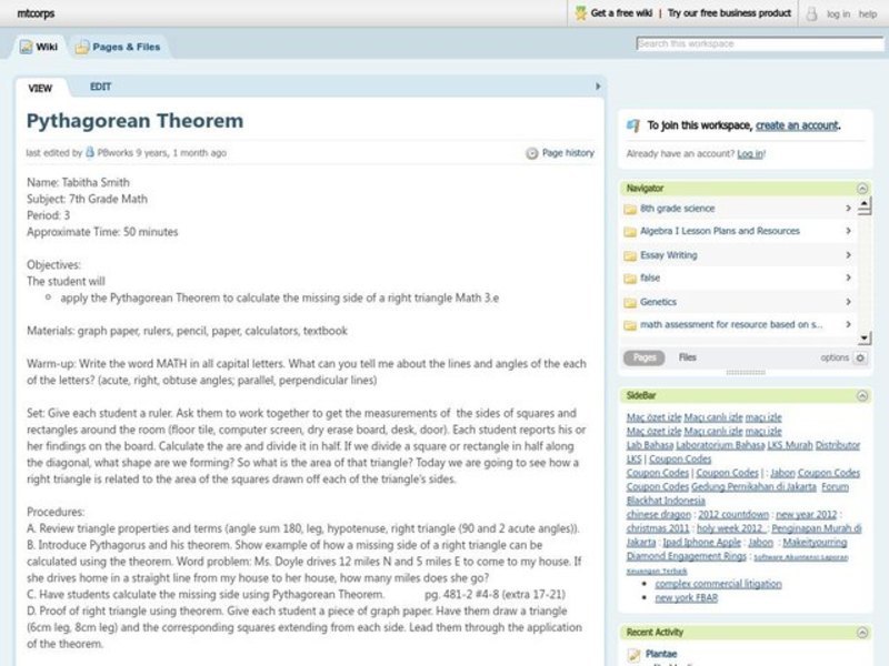 Pythagorean Theorem Lesson Plan