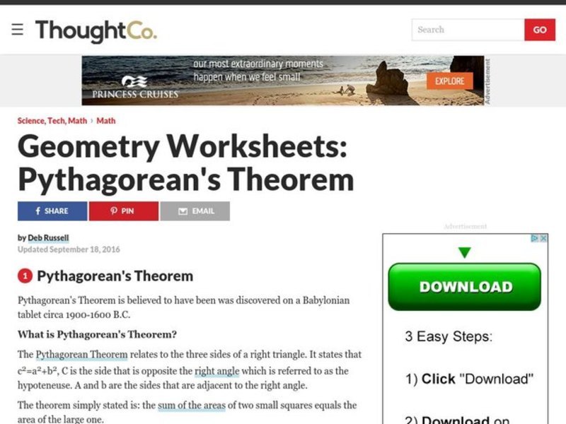 Pythagorean Theorem Worksheet