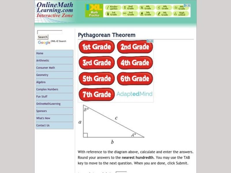 Pythagorean Theorem Interactive