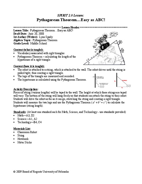 Pythagorean Theorem Lesson Plan