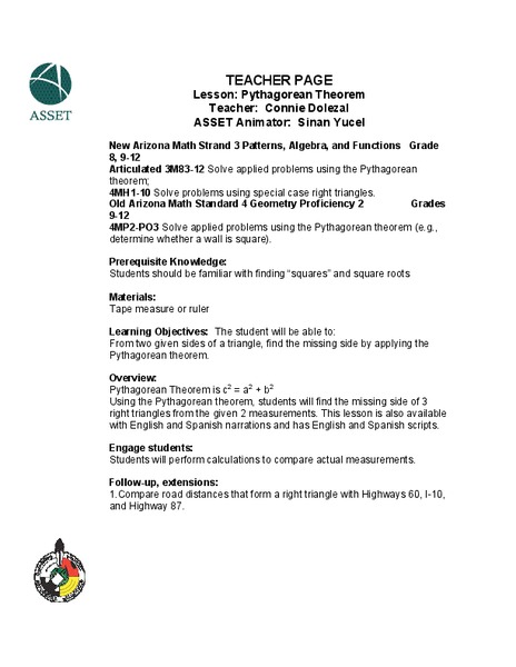 Pythagorean Theorem Lesson Plan