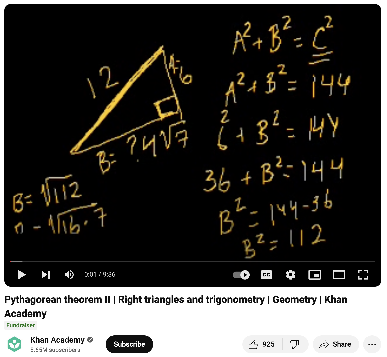 Pythagorean Theorem II, Right Triangles and Trigonometry, Geometry Instructional Video