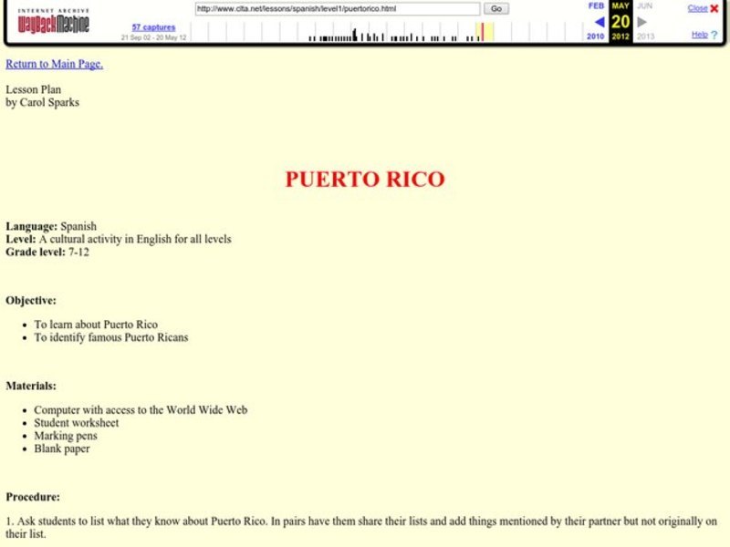 Puerto Rico Lesson Plan