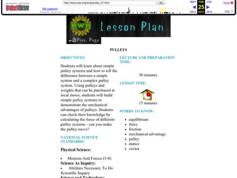 Pulleys Lesson Plan