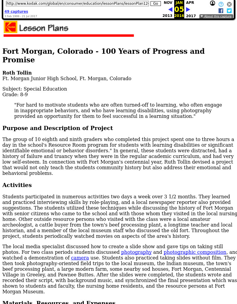 Fort Morgan, Colorado - 100 Years of Progress and Promise Lesson Plan