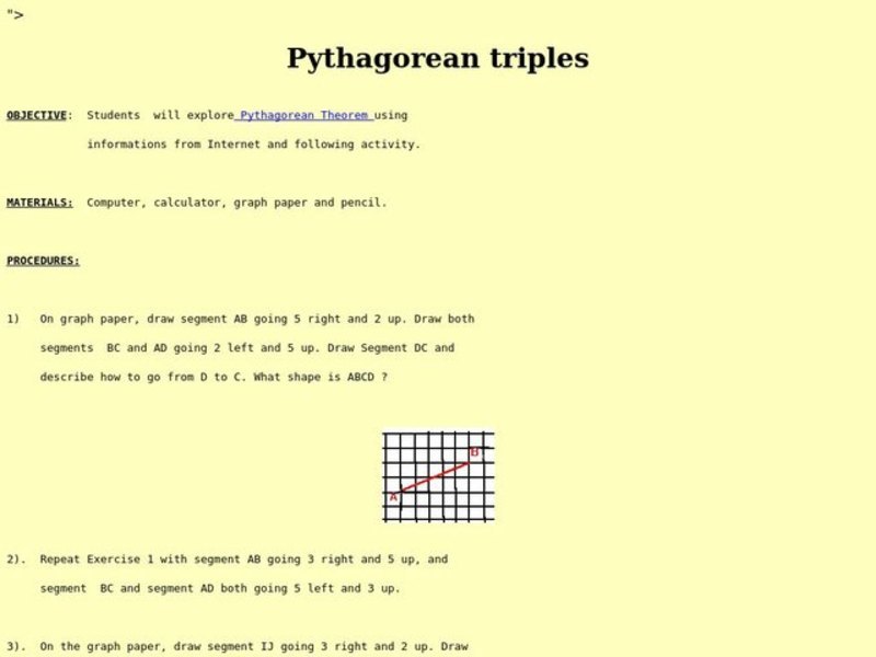 Pythagorean Triples Lesson Plan
