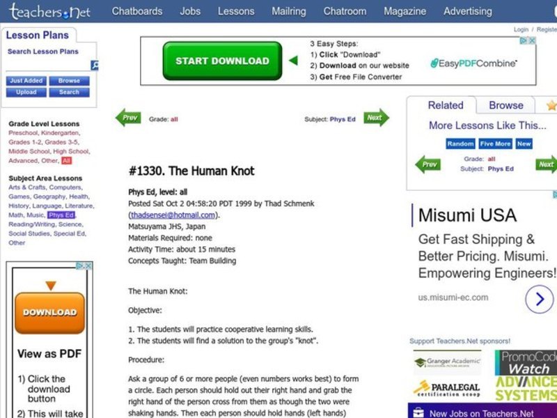 The Human Knot Lesson Plan