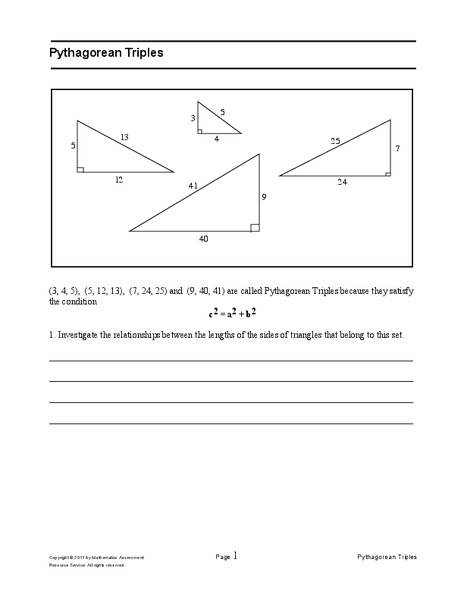 Pythagorean Triples Assessment