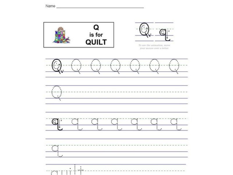 Q is for Quilt Worksheet