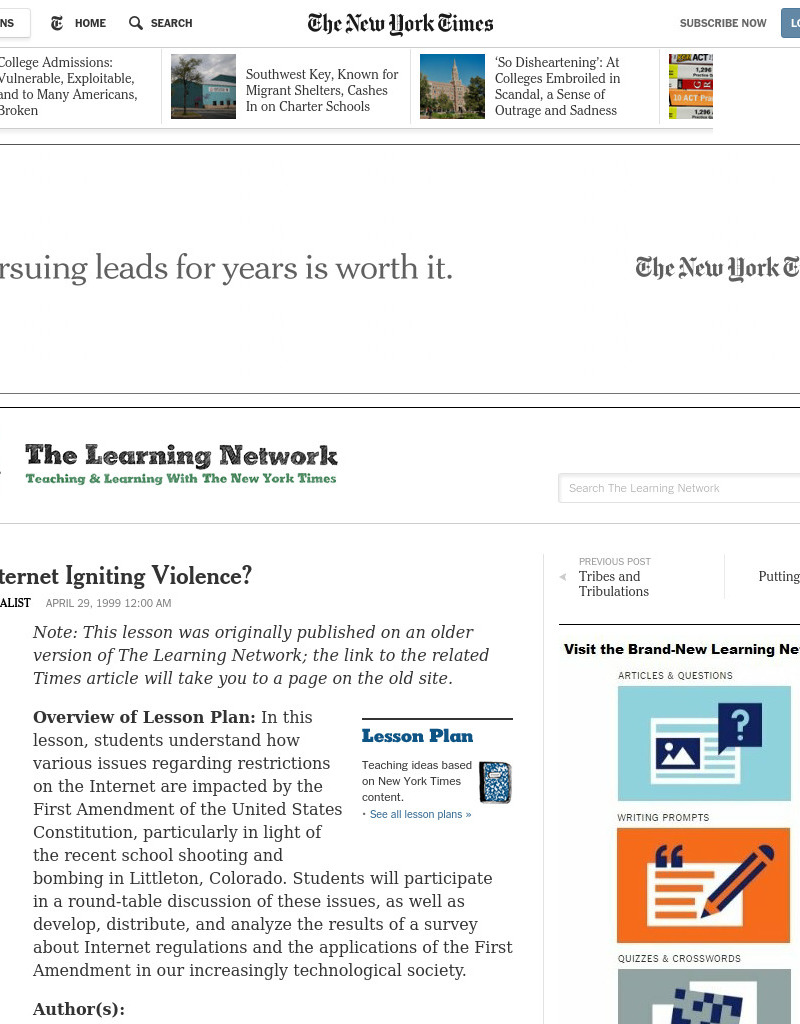 Is the Internet Igniting Violence? Lesson Plan