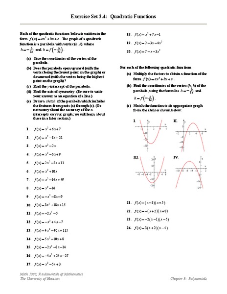 Quadratic Functions Lesson Plan