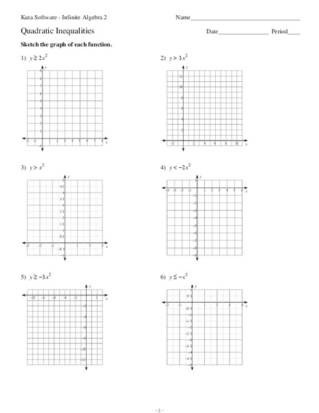 Quadratic Inequalities Worksheet