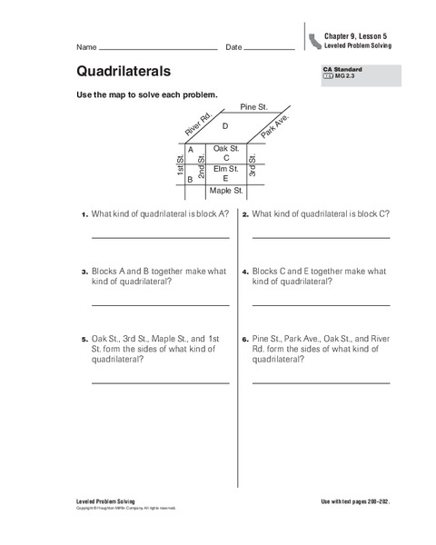 Quadrilaterals Worksheet