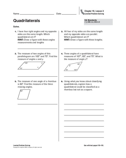 Quadrilaterals Organizer