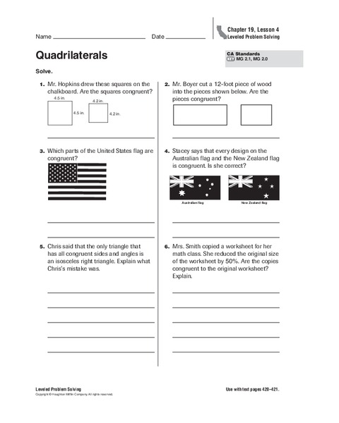 Quadrilaterals Worksheet