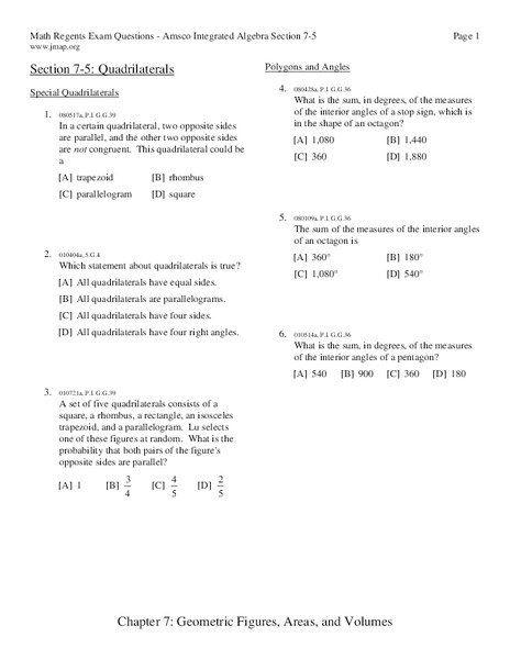 Quadrilaterals Lesson Plan