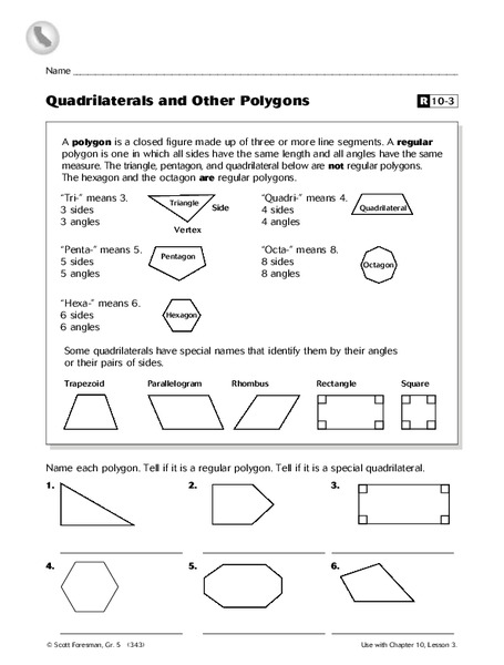 Quadrilaterals and Other Polygons Worksheet