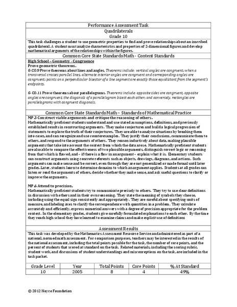 Quadrilaterals Assessment