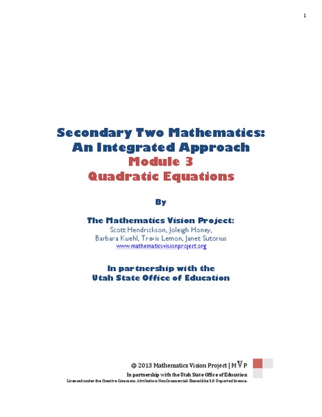 Quadratic Equations Unit Plan