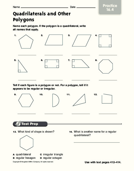 Quadrilaterals and Other Polygons Worksheet
