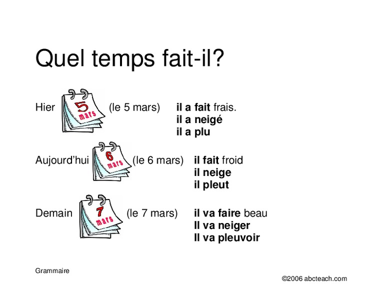 Quel temps fait-il?  Worksheet