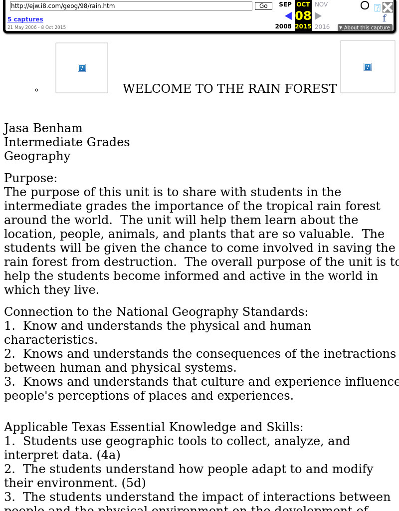 Welcome to the Rain Forest Lesson Plan