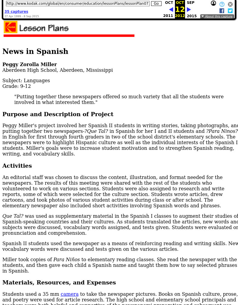 News in Spanish Lesson Plan