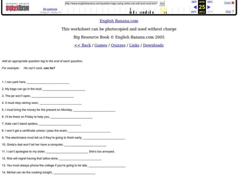 Question Tags Worksheet