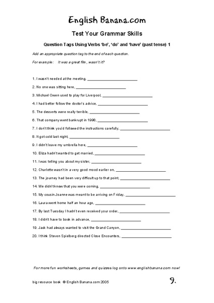 Question Tags Worksheet