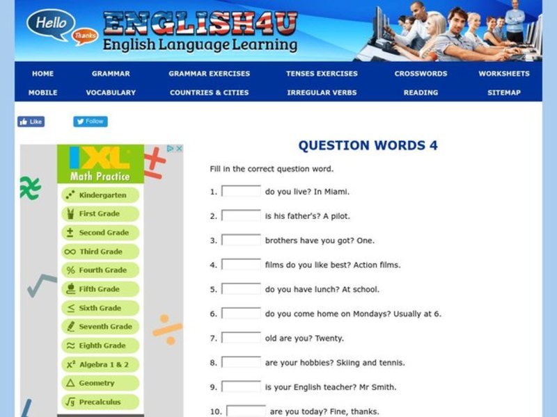 Question Words 4 Interactive