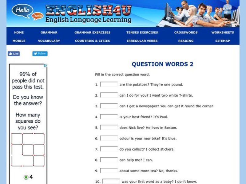 Question Words 2 Interactive